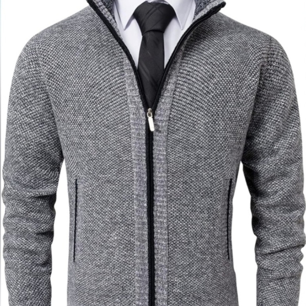 Vcansion Men's Gray Zip-Up Sweater Size S Very Good Condition Plaid Lined